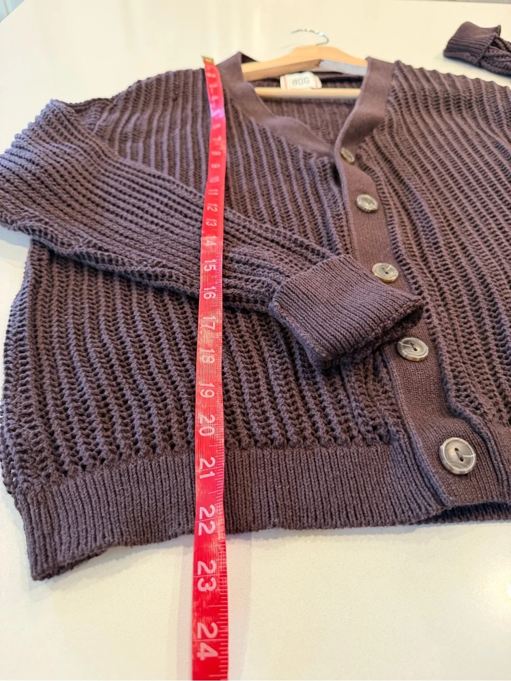 BDG Open-Weave V-Neck Cardigan in Dark Brown - Picture 5 of 6
